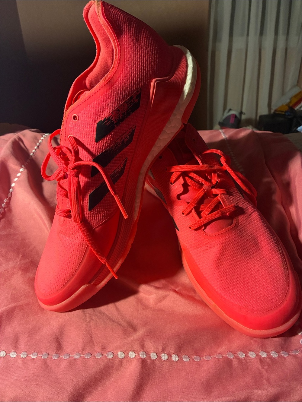Adidas Men’s or Women’s Athletic Shoes - Bright pink with Black Accents.